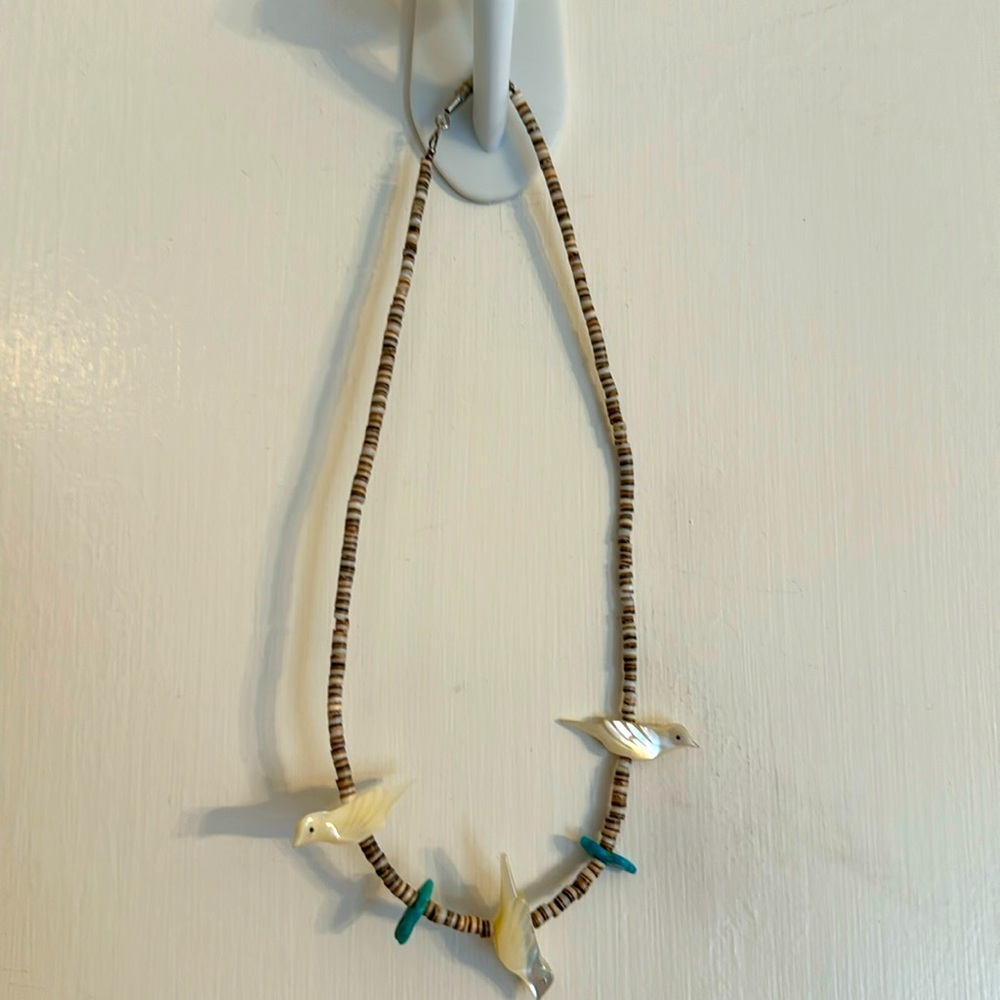 Vintage Native American Heishi Bird Fetish Necklace.